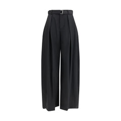 Black Polyester Casual Pants