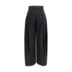 Black Polyester Casual Pants