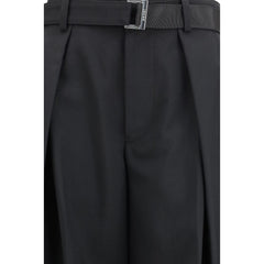 Black Polyester Casual Pants