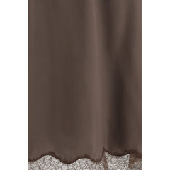 Brown Silk Midi Skirt