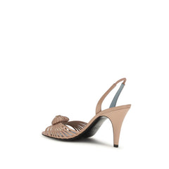 Beige Calf Leather Bos Taurus Stiletto Heel Sandals