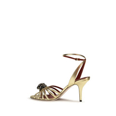 Gold Calf Leather Bos Taurus Stiletto Heel Sandals