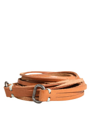 Brown Leather Silver Tone Buckle Waist Belt