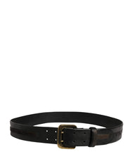 Black Leather Gold Metal Buckle Waist Women Belt