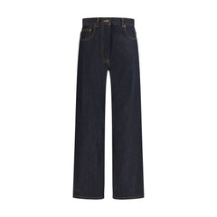 Blue Cotton Straight-Leg Jeans