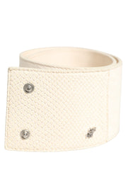 Off White Waxed Cotton Wide Fashion Waistband Belt