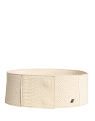 Off White Waxed Cotton Wide Fashion Waistband Belt