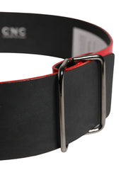 Red Wide Waist Silver Metal Buckle Belt