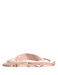 Light Pink Leather Wide Waist Round Buckle Belt