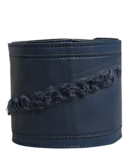 Blue Leather Wide Waist Women Cintura Belt