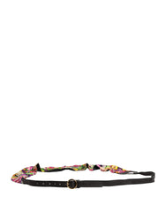 Multicolor Floral Wide Waist Gold Metal Buckle Cintura Belt