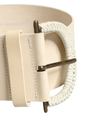Off White Leather Waist Women Cintura Buckle Belt
