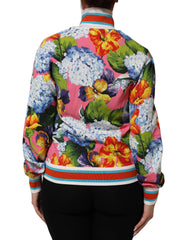 Multicolor Floral Print Zip Cardigan Jacket