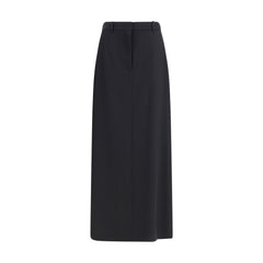 Black Fleece Wool Long Skirt