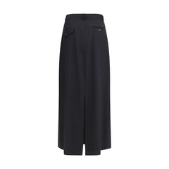 Black Fleece Wool Long Skirt