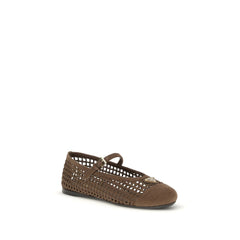 Brown Cotton Ballet Flats