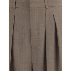 بنطال كاجوال من الصوف باللون البيج