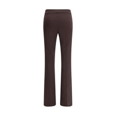 Brown Elastane Flared Pants