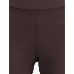 Brown Elastane Flared Pants