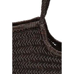 حقيبة كتف من جلد البافالو البني