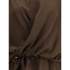 بلوزة حريرية بنية اللون