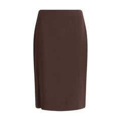 Brown Acetate Midi Skirt