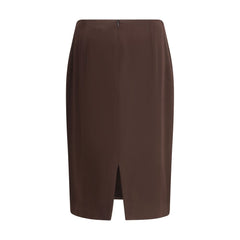 Brown Acetate Midi Skirt