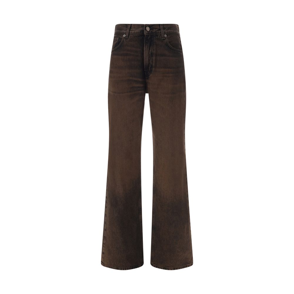 Brown Cotton Relaxed Fit Jeans