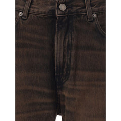 Brown Cotton Relaxed Fit Jeans