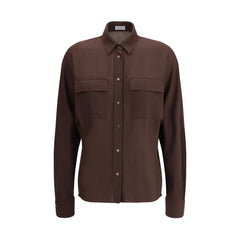 Brown Polyester Dress Shirt