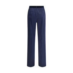 Blue Elastane Casual Pants