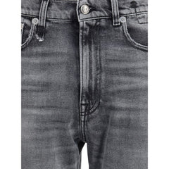 Gray Cotton Boyfriend Jeans