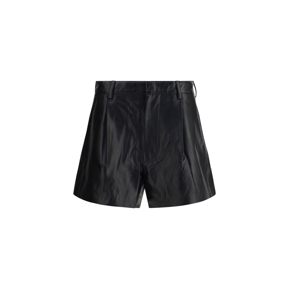 Black Calf Leather Bos Taurus Bermuda Shorts