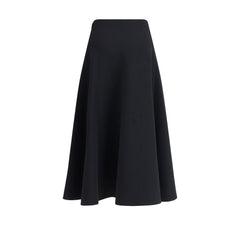 Black Cotton Midi Skirt