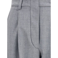 Gray Polyester Casual Pants