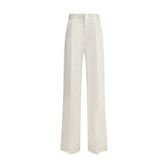 Beige Silk Pants