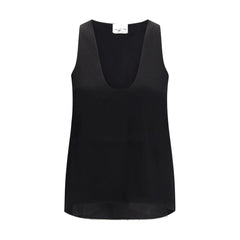 Black Silk Sleeveles T-Shirt