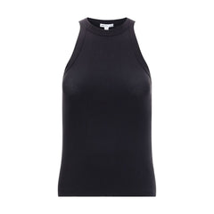 Black Cotton Sleeveles T-Shirt