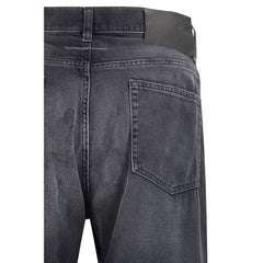 Black Cotton Straight-Leg Jeans