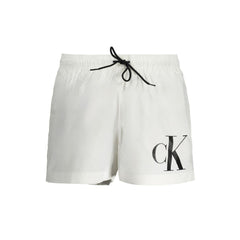 White Polyester Men's Swim Trunk