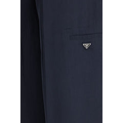 Blue Silk Casual Pants