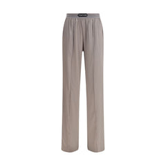 Silver Elastane Casual Pants