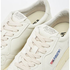 White Leather Low Top Sneakers