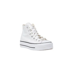 White Polyester Platform Sneakers