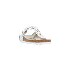 White Leather Flat Sandals