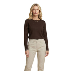 Brown Cotton Long Sleeve T-Shirt