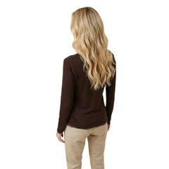 Brown Cotton Long Sleeve T-Shirt