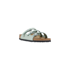Green Leather Flat Sandals