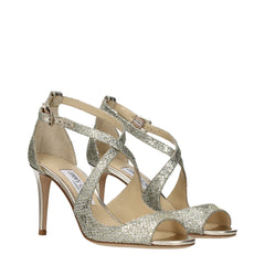 Gold Plastic Stiletto Heel Sandals