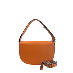 Orange Polyurethane Women Shoulder Bag